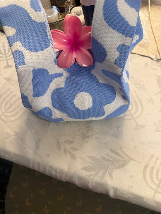 RealHer Handbags - RealHer Blue and White Floral Knit Tote
